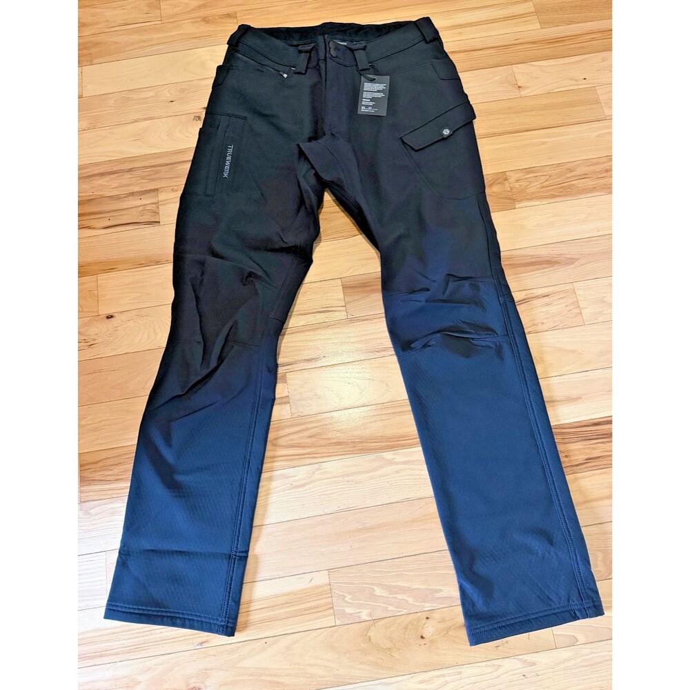 Truewerk T3 Work Pants Mens 34 X-Long (34x36) Black Stretch Fleece Lined Outdoor